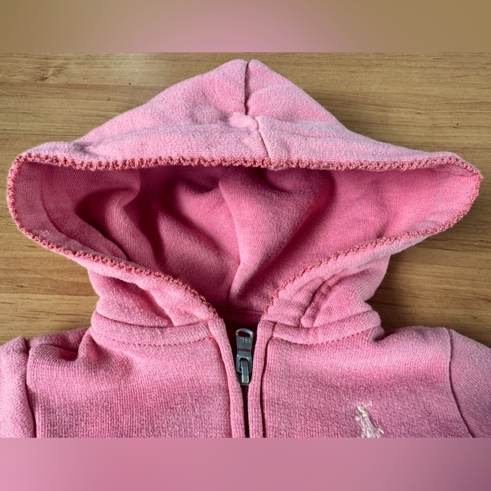Ralph Lauren Baby Girl Coral Pink Cotton Fleece Hoodie 3mo - Picture 6 of 11